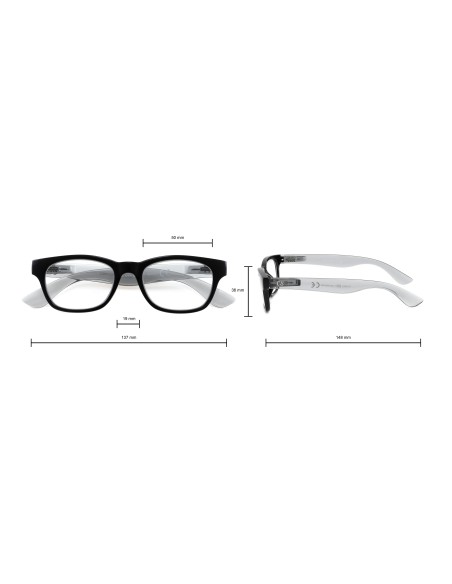 Corpo-otto Occhiali da Lettura Classic Nero-Grigio +1,00