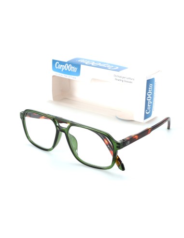 Corpo-otto Occhiali da Lettura Power Verde-Tartaruga +3,50